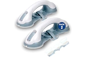 THREE STARS PACK 2 Un | Agarradera de baño con ventosa | Asidero de Ducha para personas mayores, minusválidos y niños | Fácil instalación sin perforaciones | Para aplicar sobre azulejo o cristal