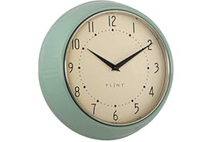 PLINT Retro Wall Clock Silent Non-Ticking Decorative Leaf Color Wall Clock, Retro Style Wall Decoration for Kitchen Living Room Home, Office, School, Easy to Read Large Numbers