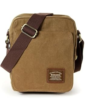 Umhängetasche Canvas khaki, braun Crossover Messenger Bag Schultertasche quer zu tragen Manoro® Vintage and Vogue...