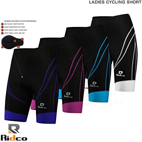 Ladies Cycling Shorts MTB Bicycle Coolmax Padding Cycle Off Road Shorts S to XL (Sky, Medium)