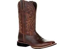 KKPW Herren Cowboystiefel, breit, klassisch, Vintage, mittlere Wade, Westernstiefel, Stickerei, spitzer Zehenbereich, Blockabsatz, Schlupfstiefel, lange Stiefel