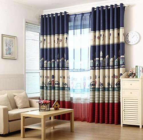 United Kingdom British Style Blackout Curtain Thermal Insulated Washable Drape For Teens and Kids Noise Reducing No Formaldehyde.