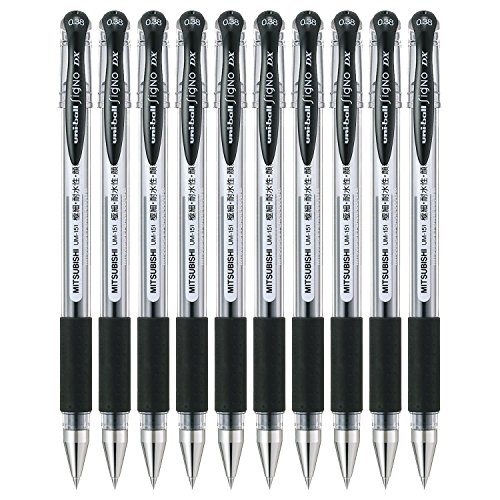 Uni-ball Signo Dx 0.38 Um-151 Gel Ink Pen, 10 Pcs (Black) by Uni-ball