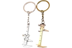 VILLCASE Portachiavi con a Corsoio 2 Pezzi Portachiavi con Ciondolo a Forma di a Corsoio in Metallo Strumento di Misurazione Portatile