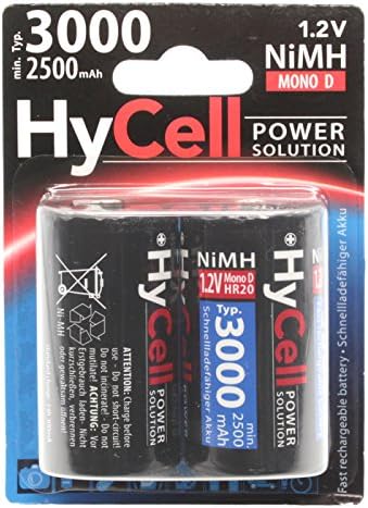 HYCELL D 3000mAh Rechargeable Batteries (Pack of 2)