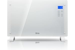 Wärme Designer Electric Glass Panel Heater 2kW - Open Window Detection - Wall Mounted & Free Standing - Low Energy Heater with 7-Day Timer - Ice White (White) (White)