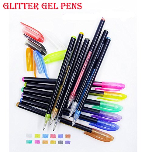 Gelstifte Glitzer Metallic / 48er-Pack farbige Gel-Stifte / 12 Metallic Stifte,12 Glitzerstifte, 12 Neon Stifte, 12 waterchalk / zum Zeichnen und Schreiben Kartenherstellung DIY - 5