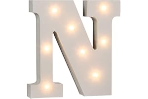 Out of the Blue Lettre lumineuse N en bois, avec 8 LED