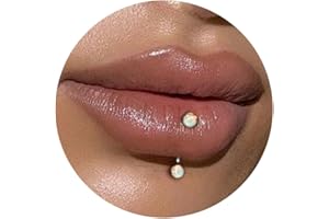 ESHIONER G23 Titane Piercing Arcade Piercing Langue Nombril Piercing Labret Vertical Levre Lip Bar Labret Daith Argent Opal 6mm/8mm/10mm 16G Bananes Homme Femme Hypoallergénique