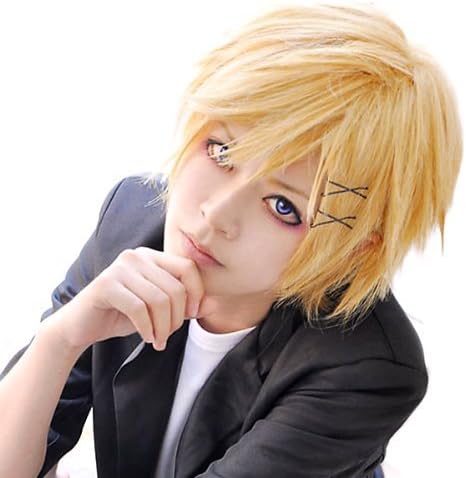 CaseEden (Case Eden) song of * Prince-sama Sho Kurusu Black Butler Finian Inu X Boku SS Wataritanuki Manjisato Kuroko's Basketball Kise Ryota Cosplay Wig short 35cm heat-resistant light gold blonde gold Gold & White Mel Choi wig net two sets ( black & skin color)