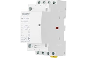 Wengart Contacteur AC domestique WCT-20, AC230V, 20A, blanc, extrêmement durable, silencieux, économise de l'énergie, petite taille, avec fonctions supplémentaires pour une gestion facile des