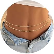 ZWWOGE 2 Stück Bauchketten Gold & Silber - Verstellbare Taillenkette Für Frauen