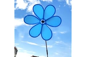FEESHOPPHER Girandola interattiva per giardini o aree gioco per bambini, gira automaticamente al vento (blu)