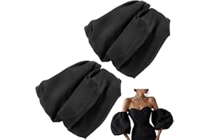 GORGECRAFT 1 Pair Black Satin Short Bridal Sleeve Removable Puff Sleeves Handmade Detachable Elegant Wedding Accessories Sleeve Covers for Wedding Dress Bridal Accessories （9.1x7.5 inch）