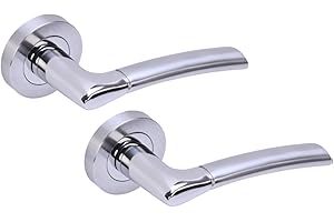 Hunta HANDLEZONE® Columba Premium Lever On Round Rose Door Handles, Internal Passage Latch Handles, 1 Set - Dual Finish Polished/Satin Chrome
