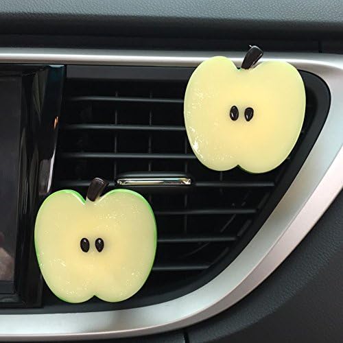 INEBIZ Car Charm Colorful Apple Slices Car Interior Air Vent Decorations Perfume, Creative Fruit Fragrance Air Freshener Holder &amp; Container (Green)