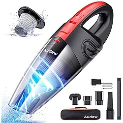 Audew Aspirateur à Main sans Fil Aspirateur de Voiture Portable 120W 2200mAh avec Fonction Huimide & Sèche Filtre HEPA Lavable et 5 Buses Rechargeable pour Maison,Table, Bureau, Pois d'Animaux