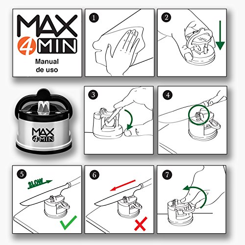 Messerschärfer, professioneller Messerschleifer für Küche und Chef Köche, Schärfer für Messer und Scheren, Schleifer für Messer für Kochkurse, Knife Sharpener, MAX4MIN - 8