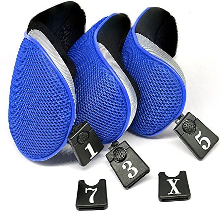Debonice 3pcs/Set Golf Driver Wood Head Covers with Interchangeable No. Tag Pack of 3 (Blue)