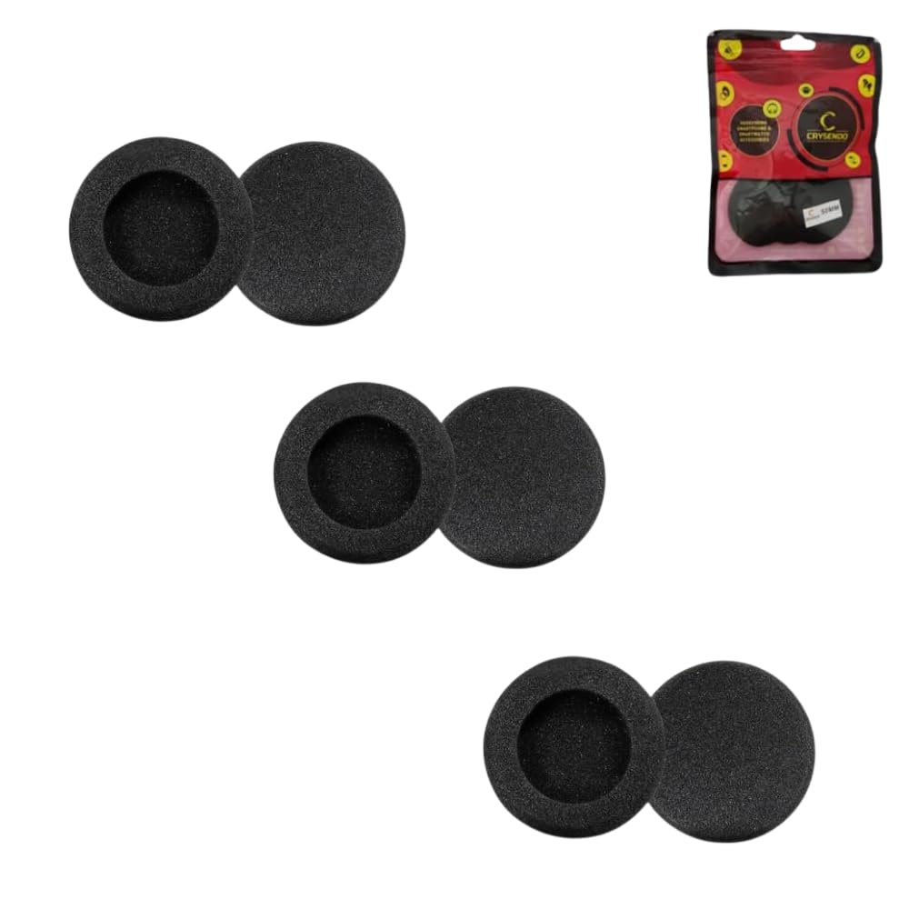 Crysendo Headphone Cushion Compatible with SENNHEISER (50mm / 5cm) | 10mm Thick Replacement Headphone Cushion Foam Sponge Ear Pads | High-Density Memory Foam Ear Muffs (3 Pairs) Extra Thick