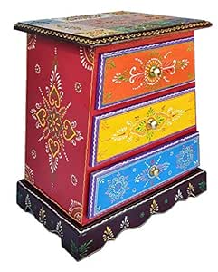 Anshika International Rajasthani Art Wooden Table With 3 Drawers