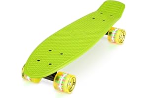 Xootz Retro-Kunststoff-Skateboard mit LED-Leuchtrollen, für Kinder, komplett