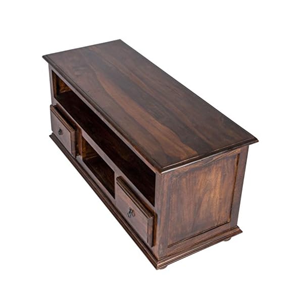 HOMESCAPES TV Media Unit with 2 Drawers 100% Solid Indian Sheesham Hardwood Takhat Furniture Hand Crafted (no veneer) - Image 5