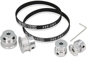 Zeberoxyz 2PCS Set GT2 Synchronous Wheel 20&30 Teeth 5mm Bore Aluminum Timing Pulley with 2PCS Length 200mm Width 6mm Belt (20-30T-5B-6)