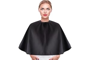 UEIOAVL Capas para peluqueria, Capa de peluquería corta, impermeable para teñir el cabello delantal de maquillaje plegable unisex (negro)