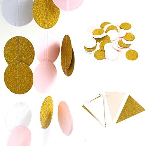 Banner set Gold Pink Glitter Happy Birthday Bunting Garland Party Hanging Decor