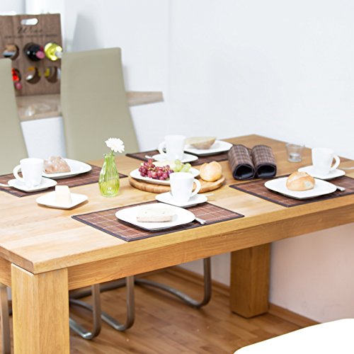 Relaxdays Tischset 6 teilig, Platzdeckchen, Bambus, rutschhemmende Unterseite, 30 x 45 cm, 6er Platzset, 6 Tischmatten, abwischbar, braun - 2