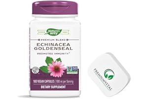 PremiumVital, Nature's Way, Echinacea Goldenseal (Gelbwurz), 900mg, 100 vegane Kapseln, mit praktischer Pillendose, Laborgeprüft, Glutenfrei, Sojafrei, Ohne Gentechnik
