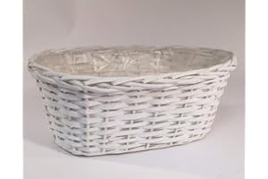 ZELDA BOMBONIERE Ovalina Bianca 35x20x14,5 Cesto Vimini