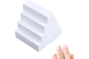 AUBEIFOU Buffer Blocco Bianco Acrilico Nail Art Cura Suggerimenti Levigatura File Strumento,Set 10 Buffer Blocco per smerigliare tampone per unghie bianco ，adatti per unghie in gel