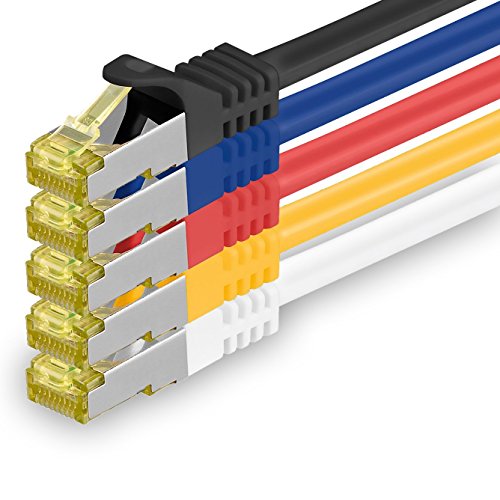 Cable de Red Cat.7 (Sftp Pimf) 10 GB/s RJ45 Cat6a 5-Colores 03-5 Pieza 0,5m