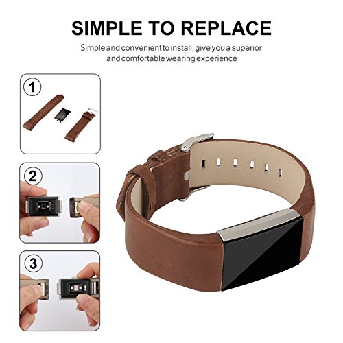 Für Fitbit Charge 2 Armbänder Leder Band, verstellbare Ersatz-Sportbänder für Fitbit Charge 2 Fitness Armband - 5