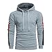 Produktbild VENMO Männer Langarm-Patchwork Hoodie Kapuzenpulli Tops Jacke Kapuzenpullover Sport Hoodie Pullover mit Kapuze Herbst /Winter Sweatshirt Übergang Hoodie Kapuzenpullover Pullover (L, Gray)