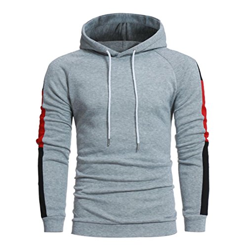 Preisvergleich Produktbild VENMO Männer Langarm-Patchwork Hoodie Kapuzenpulli Tops Jacke Kapuzenpullover Sport Hoodie Pullover mit Kapuze Herbst / Winter Sweatshirt Übergang Hoodie Kapuzenpullover Pullover (L, Gray)