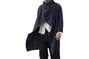 Caxndycing Poncho in lana di alpaca, da uomo, in cotone e lino, da uomo, con poncho di lana messicano, invernale, cowboy hippie