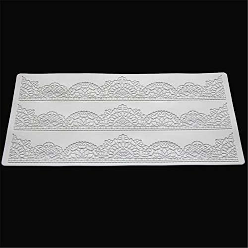 39,8 x 20 cm weiß- und Fondant Silikon Spitze Backen Matte Blumen Muster Silikon Form Pad für Kuchen dekorieren Tools Backpinsel, Backform - 2