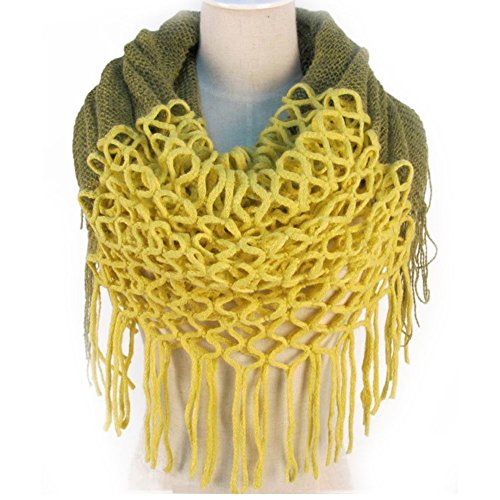 Price comparison product image Winter Warm Crochet Knit Long Tassels Soft Wrap Shawl Scarves Scarf Two Styles Infinity and Straight (Yellow)