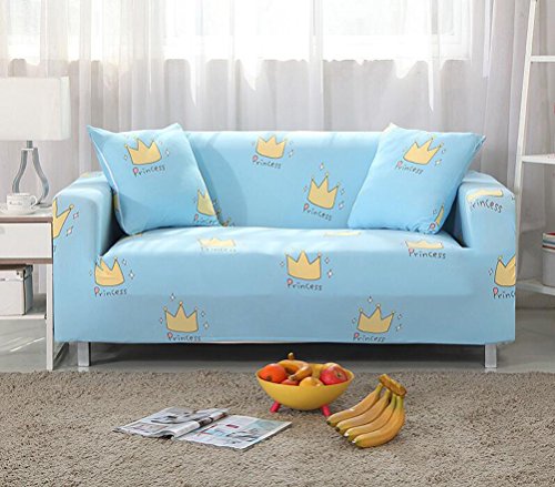 95TY 1 PC Blue Sofa Covers Polyester Stretch Slipcover Slip Resistant Furniture Protector for Chair Loveseat Sofa Protector Shield, Princess Crown,35.43"-55.12"(Chair)