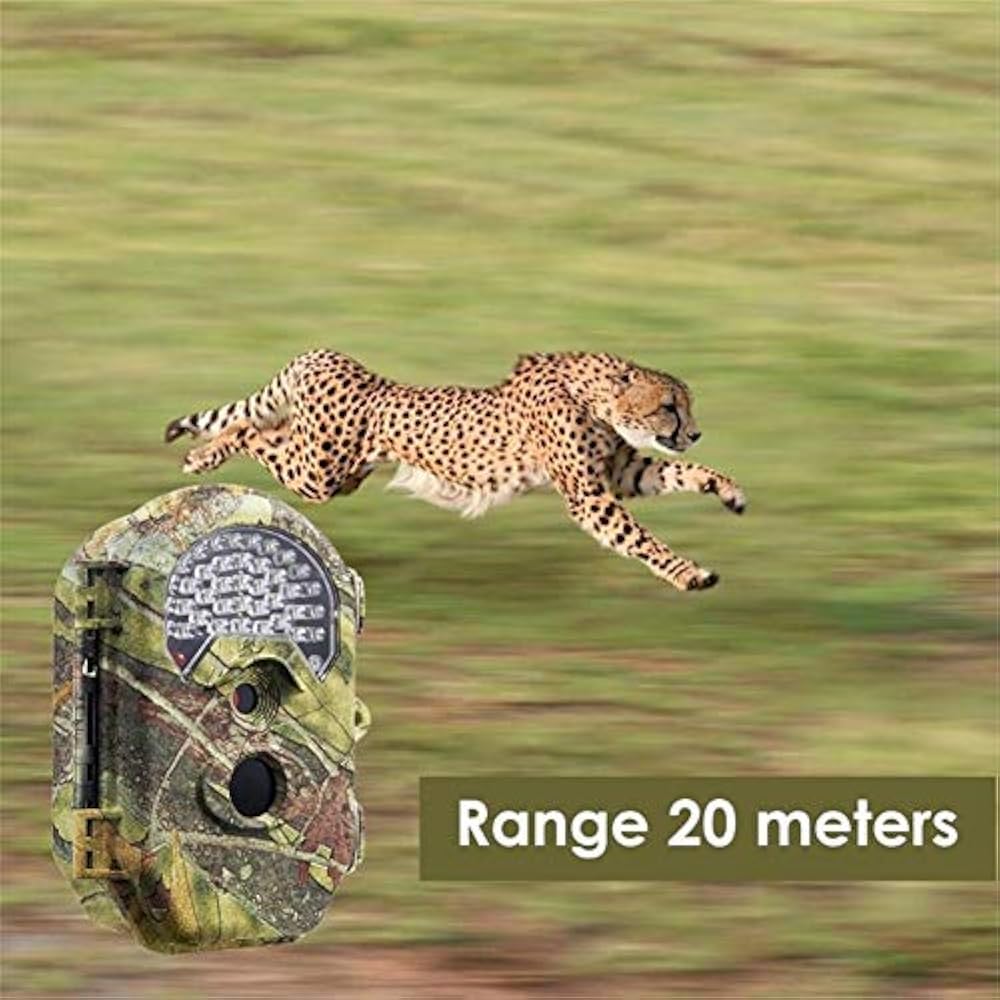Trallf Wildkamera Nachtsicht, 16 Millionen HD-Pixel Automatische MMS Infrarotüberwachung IP65 Wasserdicht Trail Wildlife-Kamera