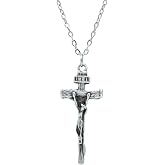 This is Different Jesus Cross - Cross Men Women Necklace Antique Silver Plated - 60cm Flat Chain