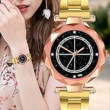 xue binghualoll ZOLFA - Minimalistisches Sternzifferblatt mit Diamant-Edelstahl-Mesh-Armband für Damen