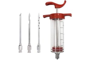 Snewvie Marinade Injector Syringe, Food Syringe Meat Syringe, Seasoning Sauce Cooking Meat Poultry Turkey Chicken Flavor Syringe for Turkey Beef Steak BBQ