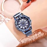 CHCUAN Damen-Armbanduhr, drehbar, Diamant-Zifferblatt, wasserdicht, Mesh-Stahl, einzigartiges Design, Analog, Quarz, Luxus Business-Kleid