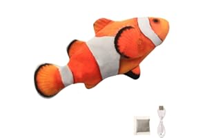 BangShou Zabawka dla kota błazenka, ryba elektryczna z kocimiętką, ładowana, interaktywna symulacja, zmywalna, pluszowa zabawka dla kotów i dzieci (klaun)