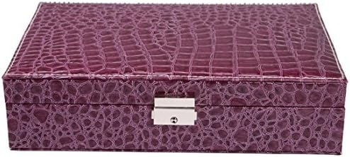 Meydlee Lockable PU Jewelry Box Makeup Storage Case with Mirror, Ideal Gift , 10007 purple