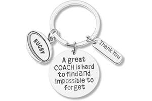 SPORTYBELLA Rugby Coach Keychain, Rugby Coach Gifts, Great Coach is Hard to Find But Impossible to Forget Keychain, Silver, 2.30 inches including key ring